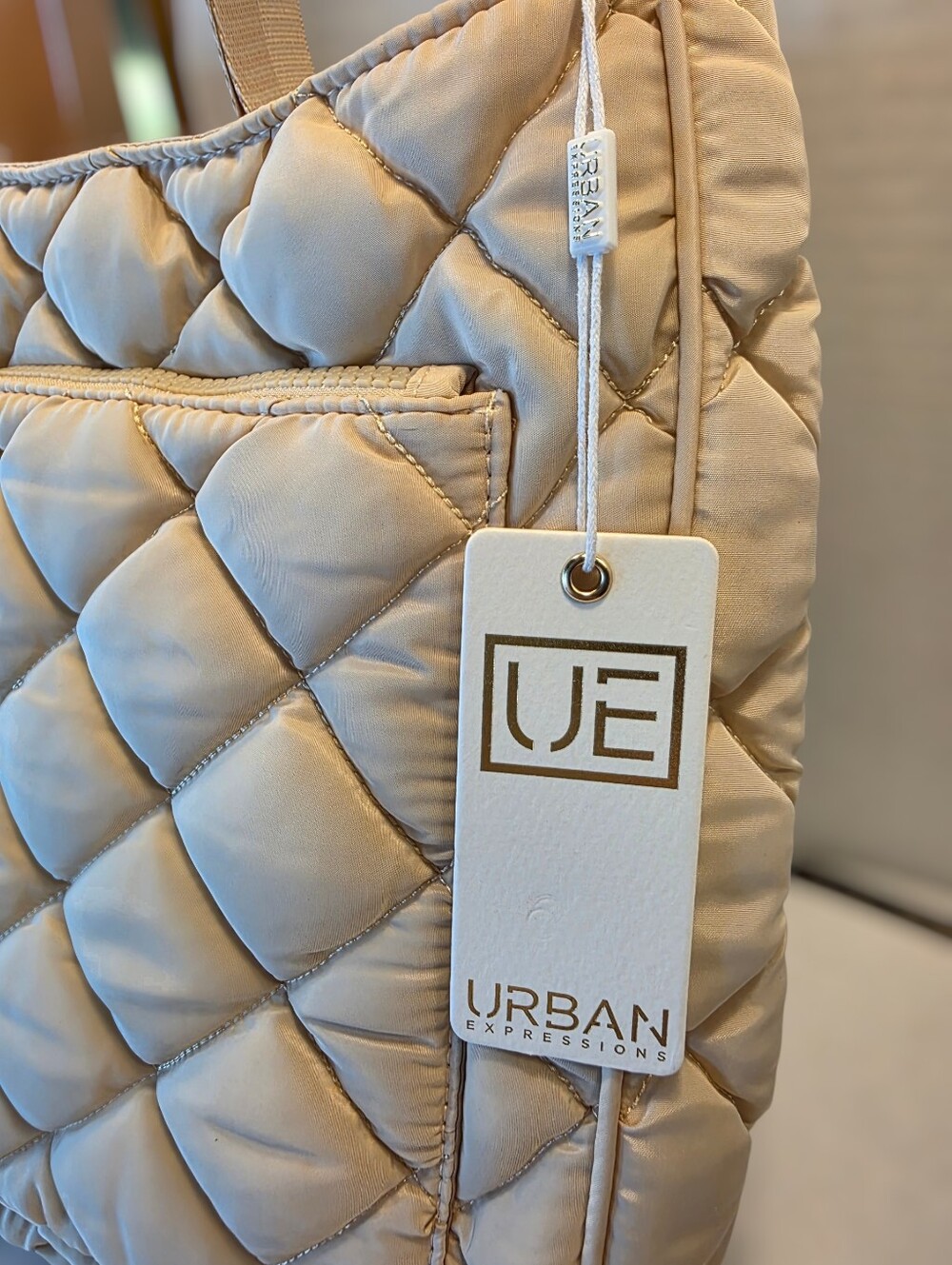 Puffer Shoulder Bag in Beige by Urban Expressions NWT Free Shipping - Picture 4 of 8